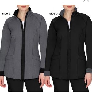 Healing Hands Brooklyn reversible Jacket. Heather grey and black- size small